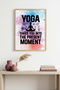 Natural Wood Framed Abstract Yoga-Themed Painting - Vibrant Tones |   Huhu1259 - Single Table Natural Wood Frame