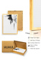 Minimal Black and White Floral Pattern Painting with Natural Wood Frame - Modern Theme |   Huhu1315 - Single Table Natural Wood Frame - 3
