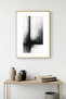 Natural Wood Framed Abstract Minimalist Painting - Black-White |   Huhu1209 - Single Table Natural Wood Frame