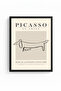 Minimalist Dog Pattern Painting with Black Wooden Frame - Black-White |   Huhu1111 - Single Table Black Frame - 2