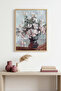 Natural Wood Framed Floral Pattern Painting - Pastel Tones |   Huhu1173 - Single Table Natural Wood Frame