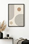 Natural Wood Framed Geometric Patterned Painting - Minimal |   Huhu1134