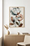 Natural Wood Framed Floral Pattern Painting - Pastel Tones |   Huhu1311 - Single Table Natural Wood Frame
