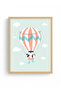 Natural Wooden Framed Children's Themed Balloon Patterned Painting - Pastel Tones |   Huhu1627 - Single Table Natural Wood Frame - 2