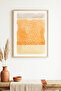 Natural Wood Framed Abstract Dot Painting - Orange-White |   Huhu1378