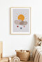 Natural Wooden Framed Sunny Cloud Patterned Painting - Pastel |   Huhu1576