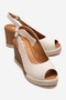 Helina Cream Genuine Leather Women's Wedge Heeled Sandals