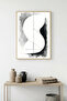 Natural Wood Framed Abstract Minimalist Painting - Black-White |   Huhu1222 - Single Table Natural Wood Frame