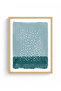 Natural Wood Framed Abstract Dot Painting - Blue Green Tones |   Huhu1373 - Single Table Natural Wood Frame - 2