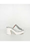 LAMINATED SILVER SLIP ON MULE