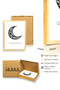Natural Wood Framed Geometric Moon Pattern Painting - Black and White |   Huhu1047 - 3