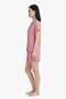 Pink Heart Patterned Soft Textured Shirt Collar Women's Shorts Pajama Set - 5