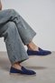 Nada Navy Blue Genuine Suede Leather Flat Sole Women's Loafer