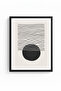 Natural Wood Framed Minimal Geometric Patterned Painting - Black-White |   Huhu1035 - 2
