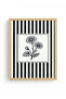 Natural Wood Framed Flower Patterned Painting - Black and White |   Huhu1343 - 2