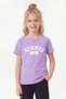 Round Neck Print Detailed Short Sleeve Purple Girls' T-Shirt - 2