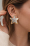 Gold Framed Star Design Large Size Earrings (Tarnish Resistant, Allergy-Free 316 Steel) - 2