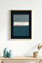 Natural Wood Framed Abstract Patterned Painting - Blue and White Tones |   Huhu1444