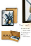 Natural Wood Framed Floral Patterned Painting - Blue Gold Details |   Huhu1300 - 3