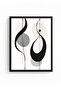 Natural Wood Framed Abstract Patterned Painting - Black-White |   Huhu1223 - 2