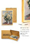 Natural Wooden Framed Flower Patterned Painting - Yellow Günebakanlar |   Huhu1174 - Single Table Natural Wood Frame - 3