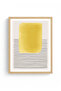 Natural Wood Framed Abstract Yellow Patterned Painting - Minimal |   Huhu1545 - 2