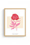 Natural Wood Framed Floral Pattern Painting - Vibrant Tones |   Huhu1602 - Single Table Natural Wood Frame - 2