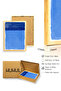 Natural Wood Framed Abstract Blue Patterned Painting - Vibrant Tones |   Huhu1390 - 3