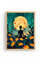 Natural Wood Framed Floral Pattern Painting - Vibrant Tones |   Huhu1258 - 2