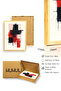 Natural Wood Framed Abstract Geometric Pattern Painting - Red-Black |   Huhu1200 - 3