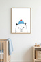 Natural Wood Framed Polar Bear Themed Painting - Minimal |   Huhu1639 - Single Table Natural Wood Frame