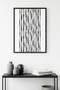 Black Wooden Framed Abstract Striped Painting - Black-White |   Huhu1082 - Single Table Black Frame