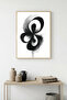 Natural Wood Framed Abstract Black and White Patterned Painting - Modern |   Huhu1204