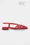 Leny Red Satin Piping 1-2 cm Thick Heeled Women's Sandals Ballerinas - 2