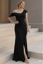 Women's One-Shoulder Open Short Sleeve Front Slit Long Crepe Dress – Stylish & Elegant - 3