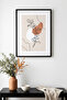 Minimal Floral Pattern Painting with Black Wooden Frame - Pastel Tones |   Huhu1269 - Single Table Black Frame