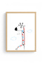 Natural Wood Framed Cartoon Style Giraffe Painting - Vibrant Colors |   Huhu1640 - Single Table Natural Wood Frame - 2