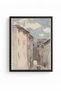 Black Wooden Framed Abstract Cityscape Painting - Pastel Tones |   Huhu1168 - Single Table Black Frame - 2