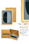 Minimal Geometric Painting with Natural Wood Frame - Cool Tones |   Huhu1036 - Single Table Natural Wood Frame - 3