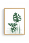 Natural Wood Framed Leaf Patterned Painting - Green Tones |   Huhu1638 - 2