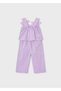 Girl's Floral Blouse and Pants Set Purple - 03596 - 2