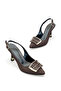 Women's Metal Buckle Detailed Medium Heel Stiletto - 5