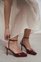Kahla Burgundy Patent Leather Ankle Strap Open Toe Detail Women's Heeled Shoes - 3