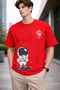 Men's Oversize T-Shirt Travel Astronaut Printed 100% Cotton T-Shirt Comfortable Fit
