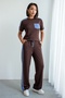Women's Short Sleeve Denim Look Modal Set with Stripe Detail and Ornamental Pockets - 6