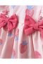 Baby Girl Cotton Pink Strawberry Patterned Dress and Headband Set - Bow Detail - 5