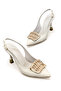 Women's Metal Buckle Detailed Medium Heel Stiletto - 7