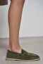 Bery Khaki Genuine Suede Leather Flat Sole Women's Loafer - 7