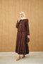 Women's Pleated Detailed Gold Button Detail Skirt Suit Brown