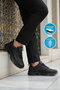 Black Lace-Up Non-Slip Sole Men's Sports Shoes Erya m